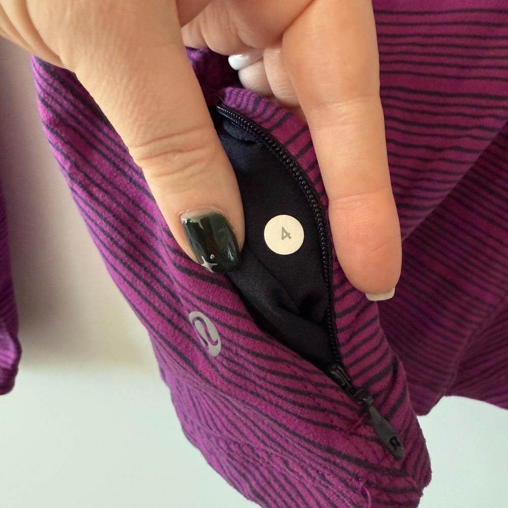 Lululemon Stripe Regal Plum Naval Blue Kanto Catch Me Long Sleeve Womens Size 4 - Picture 13 of 13